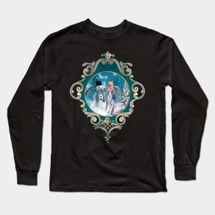 In the winter landscape, the snowman with ice fairy Long Sleeve T-Shirt